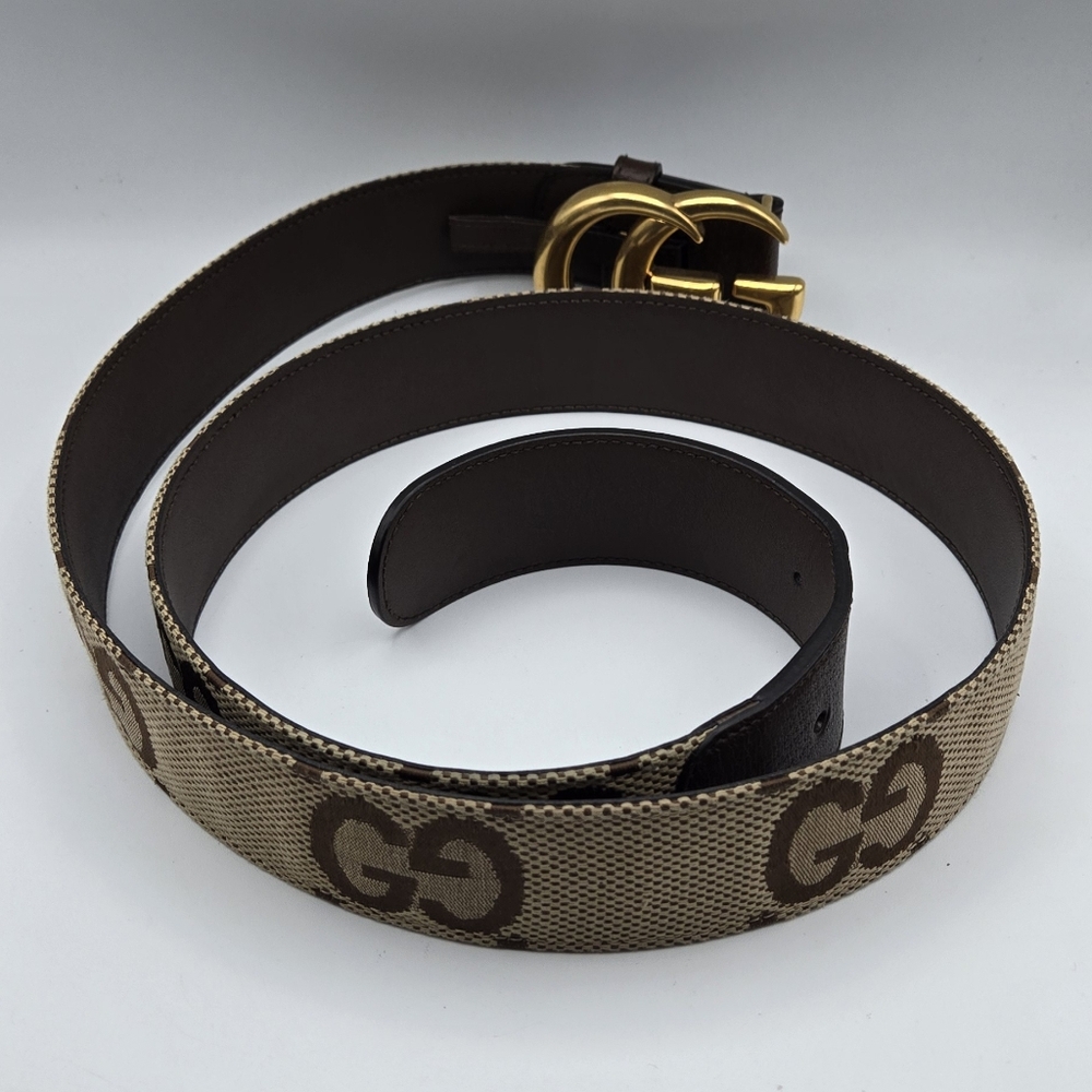 CLEARANCE Awesome Men's Gucci Tan And Brown Belt with Gold Buckle Size 115•46 - Picture 5 of 10